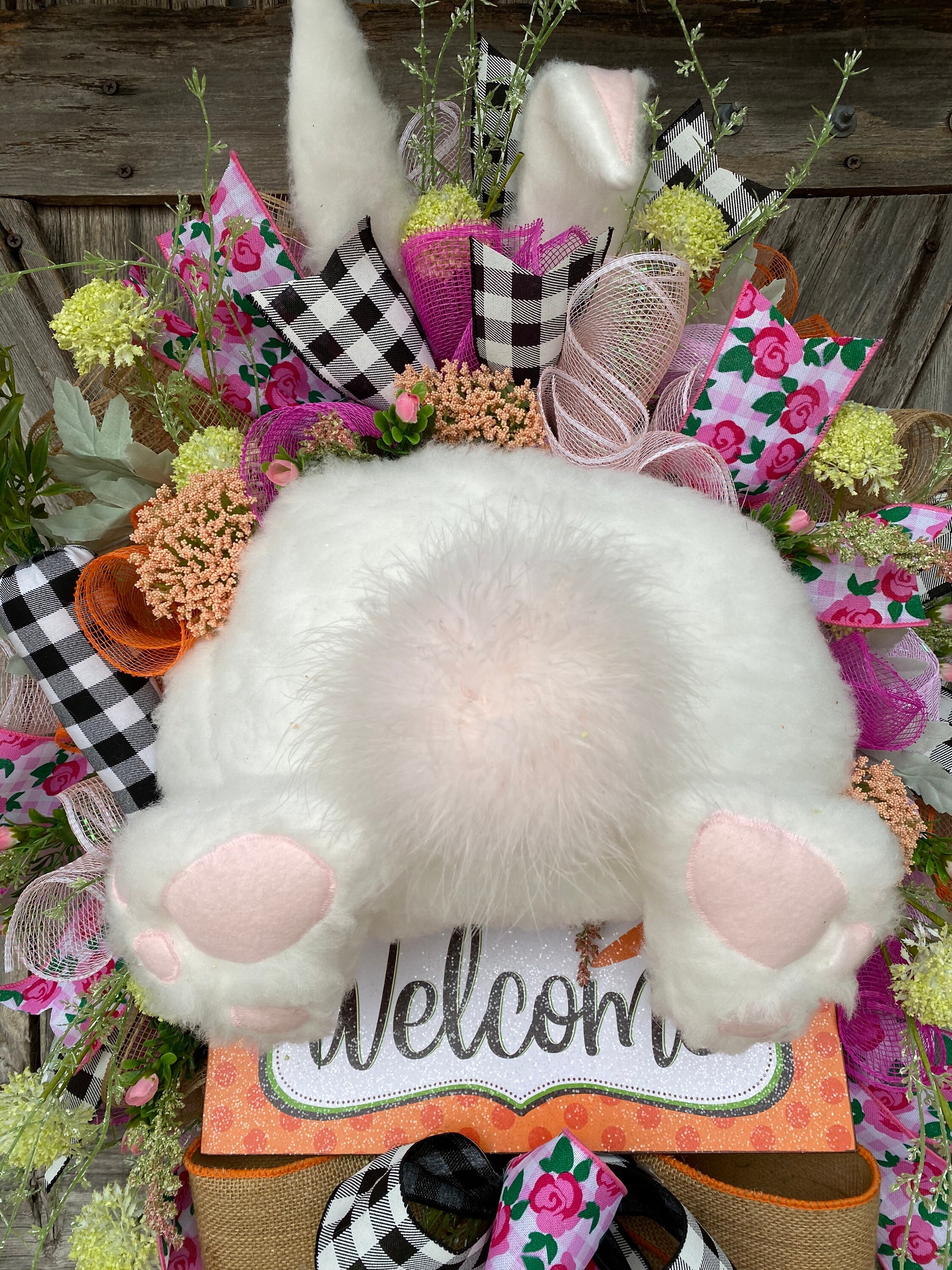 Easter Mesh Wreath, Bunny Wreath, Bunny Butt, Spring Wreath, Easter Wreath