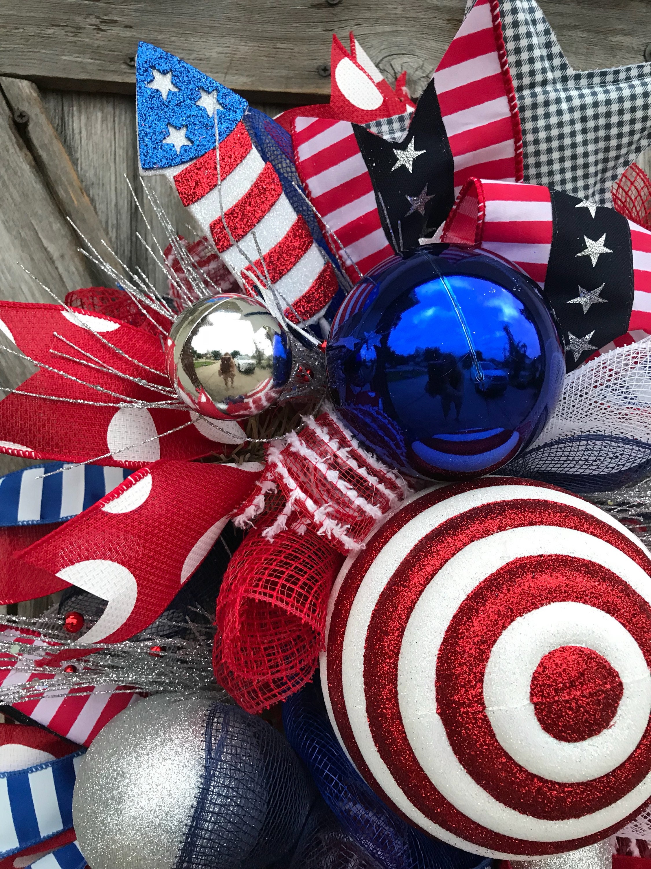 Patriotic Wreath for Front Door Patriotic Swag Summer Wreath