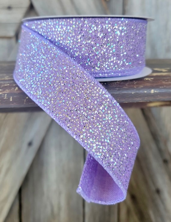 1.5 Inch Lavender Glitter Wired Ribbon