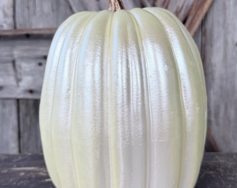 Cream Pearlized Pumpkin 7.5 Inches