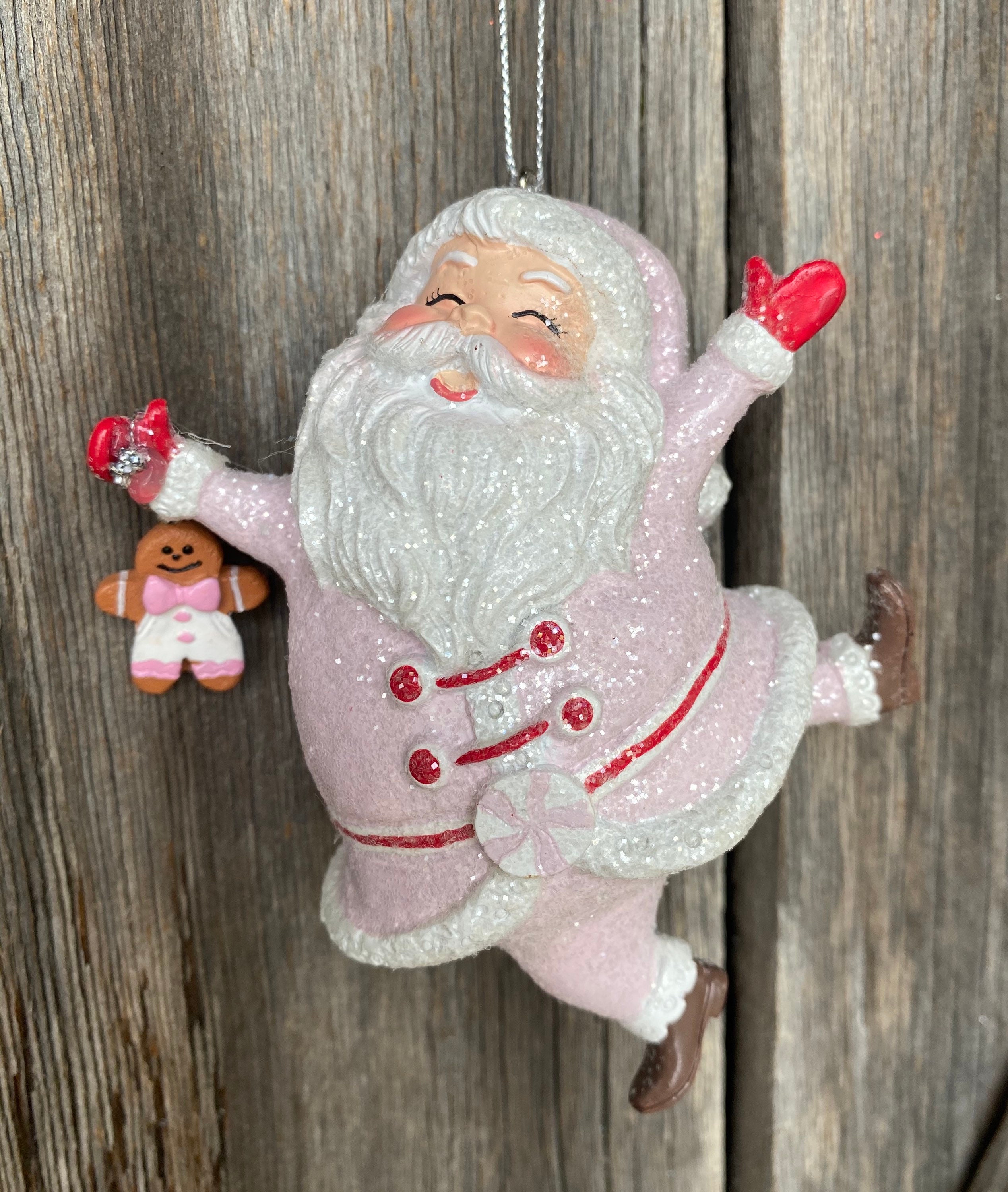 Pink dancing santa ornament Pink dancing santa ornament