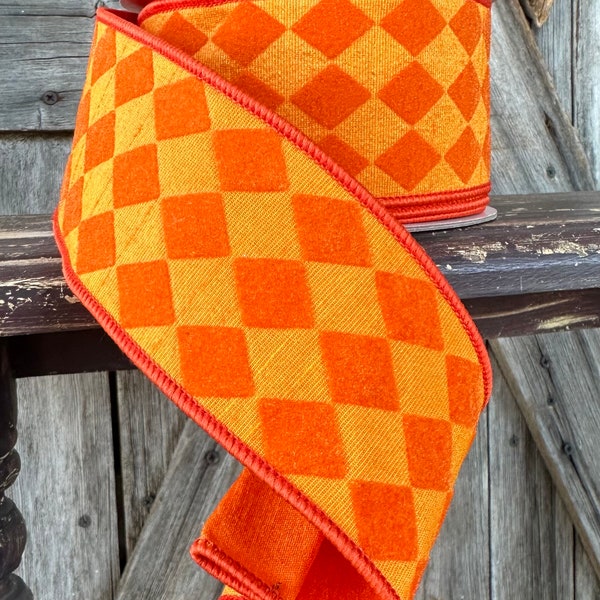 10 Yards, 2.5 Inch Orange Harlequin Ribbon