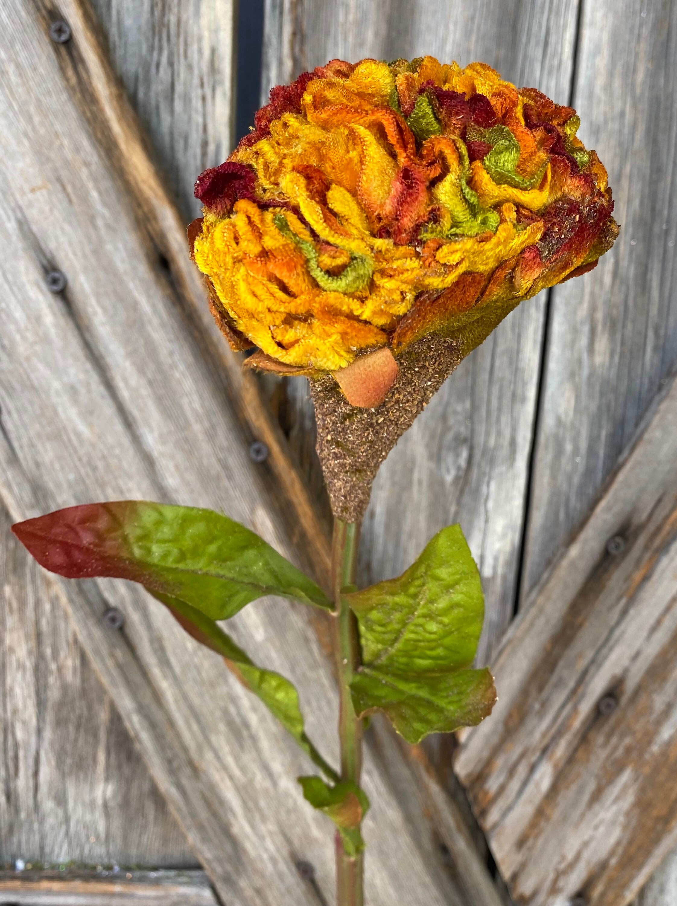 Velvet Mustard Yellow Floral ~ 1 Stem