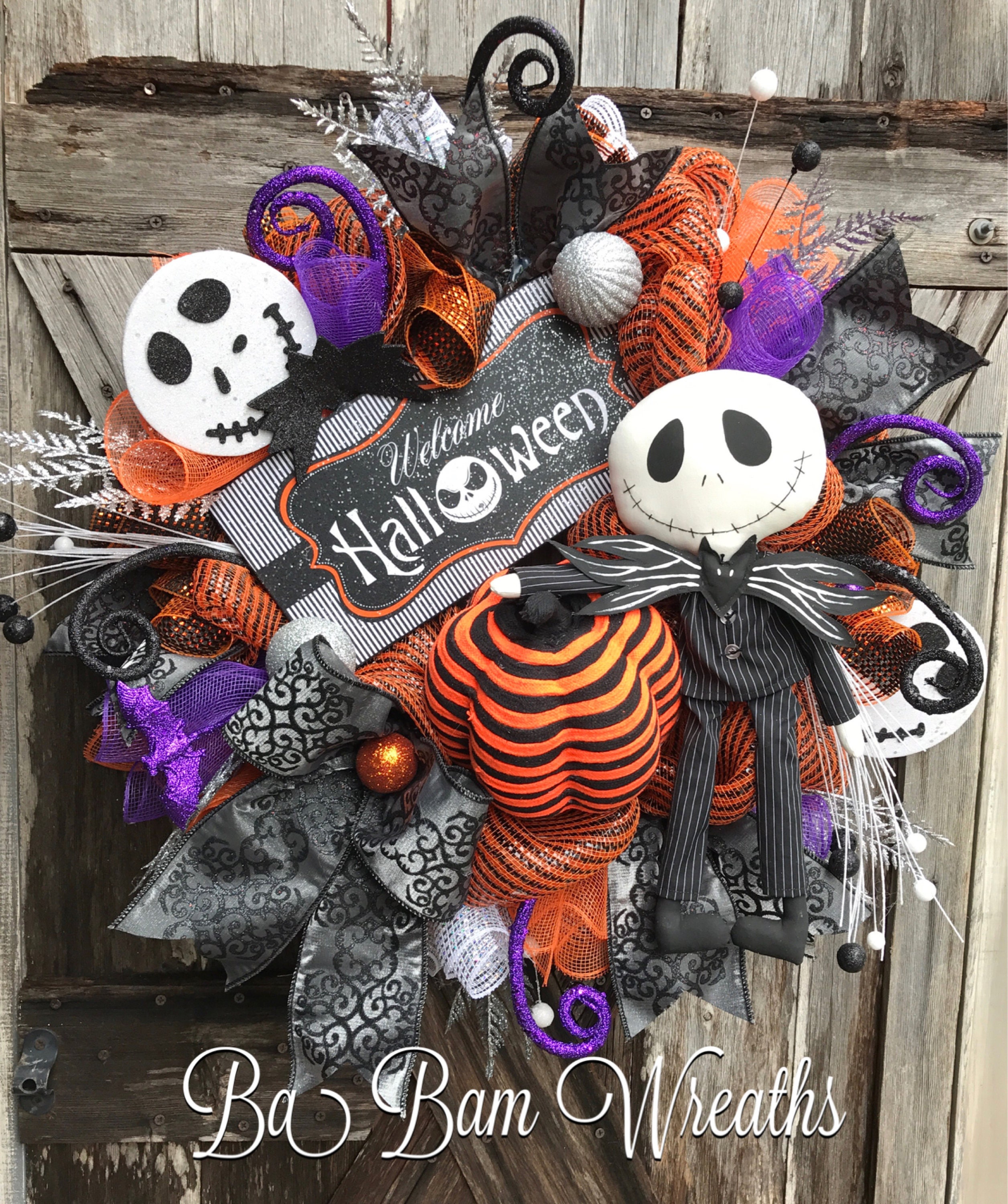 Jack Skellington Wreath Halloween Wreath Halloween Mesh