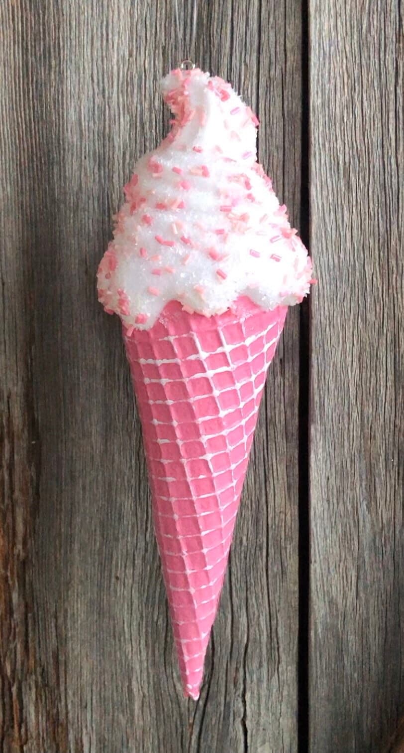 Pink Ice Cream Cone 7 Inch