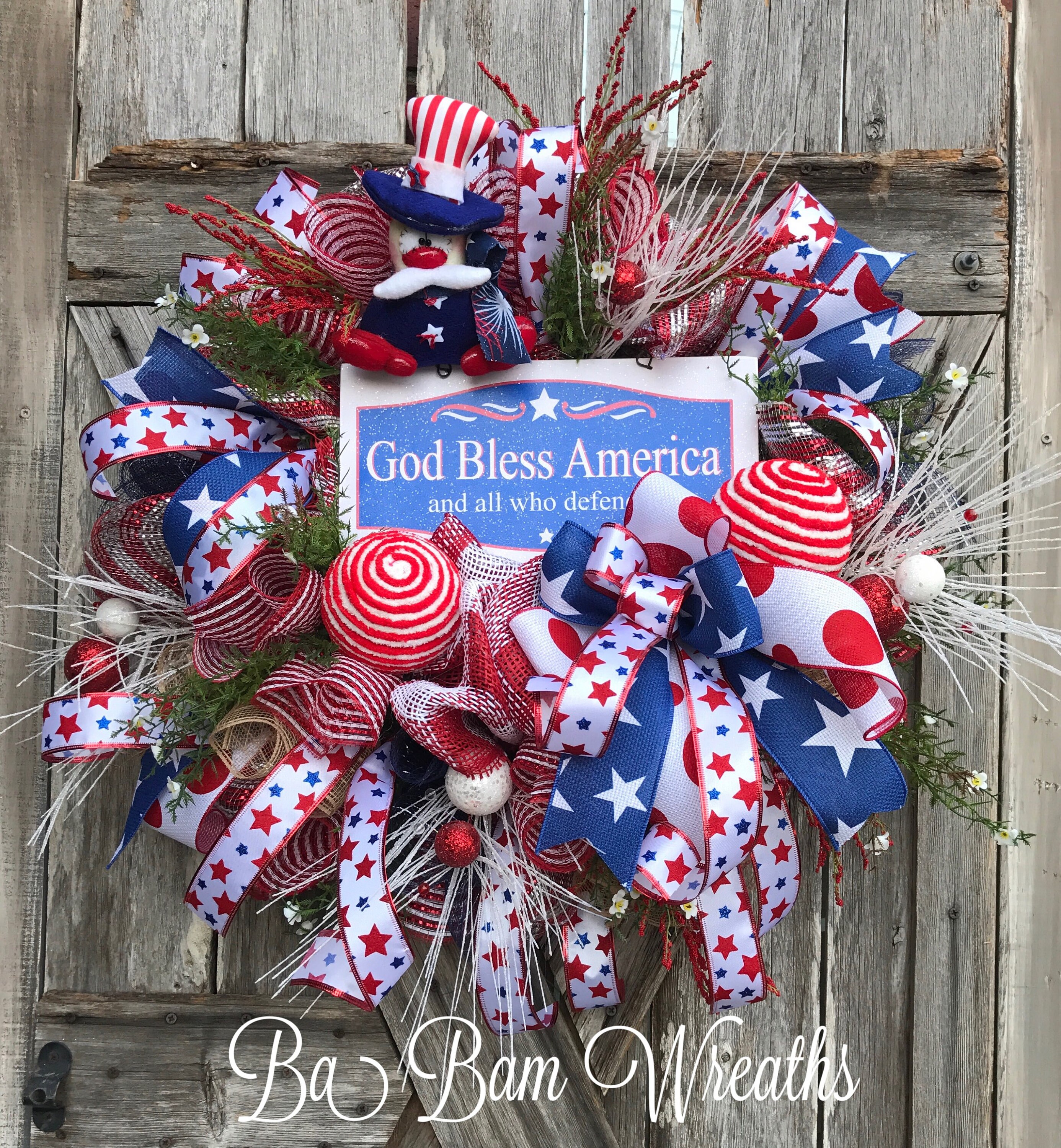 Patriotic Wreath, Patriotic Decor, Patriotic Door, 4th Of July Wreath