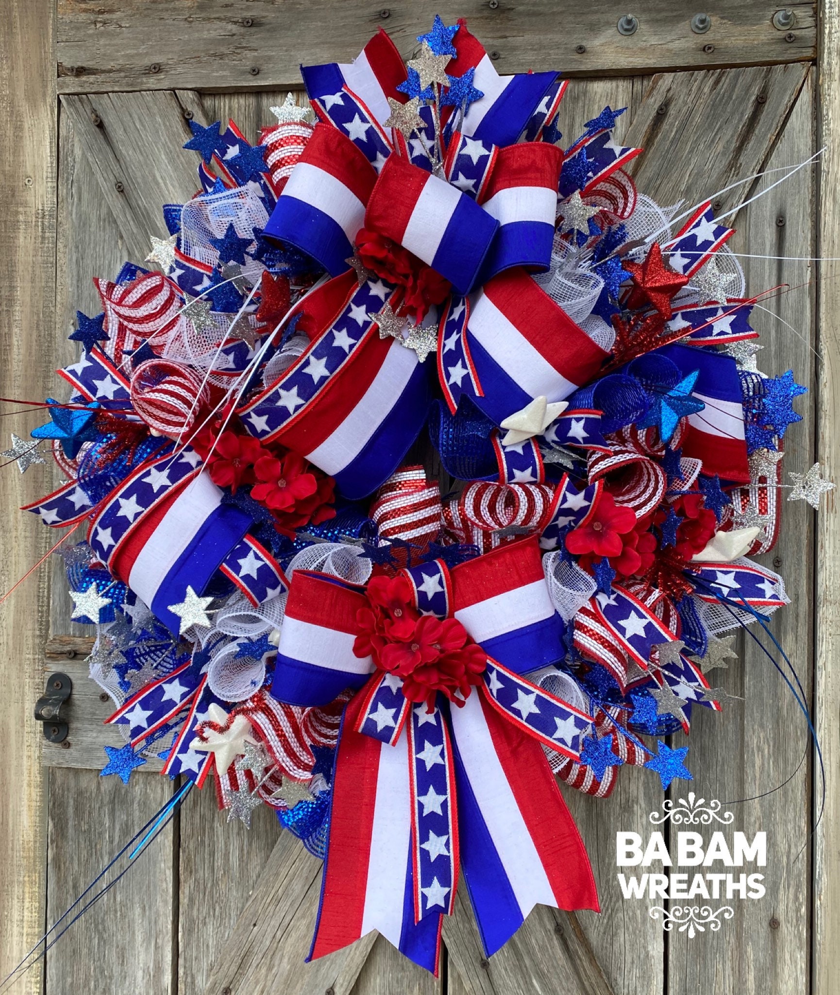 Patriotic Wreath for Front Door Summer Wreath Front Door Wreaths