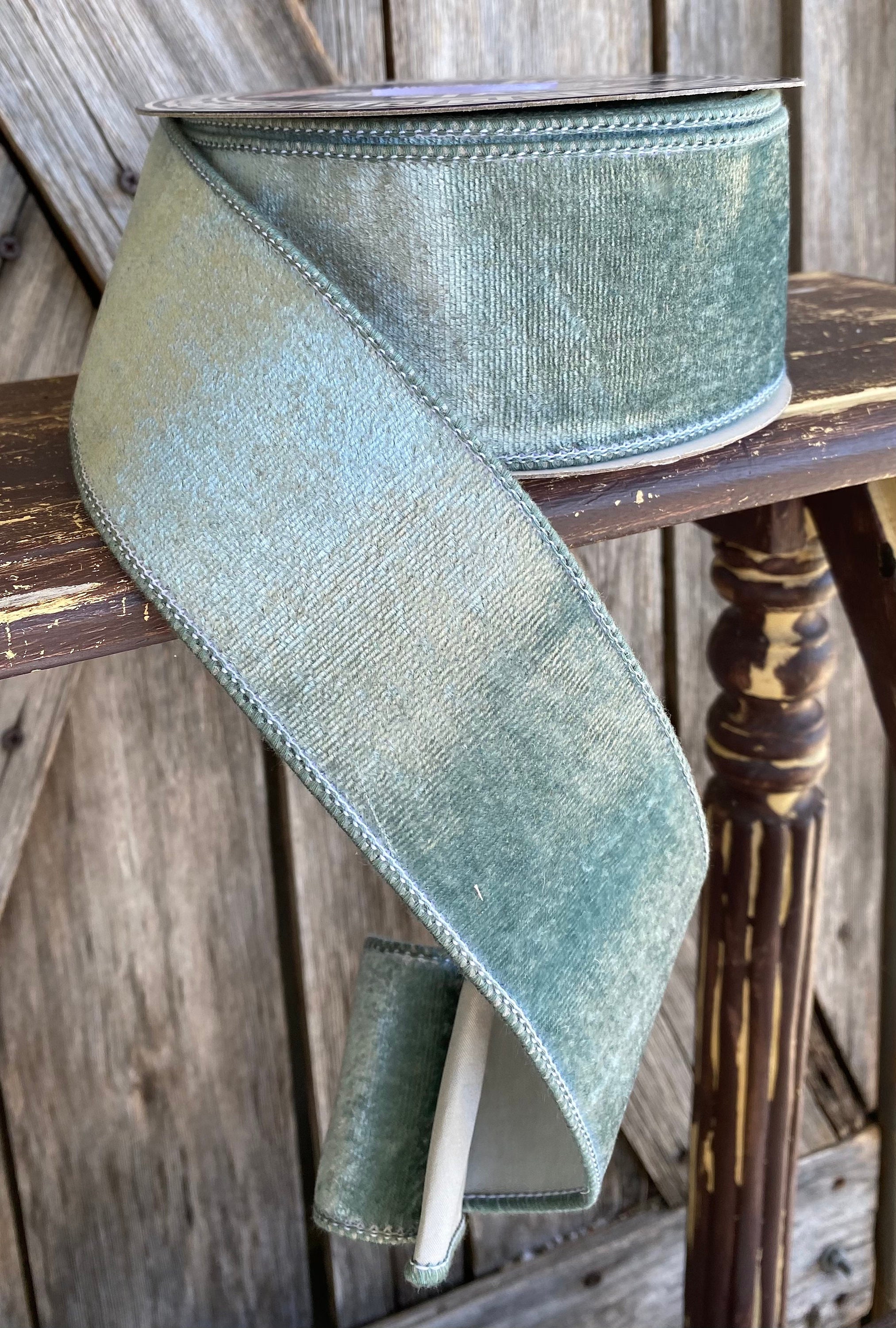 Wired Ribbon ~ 2.5 Inch Ribbon ~ Dusty Blue Velvet Ribbon ~ 10 Yards