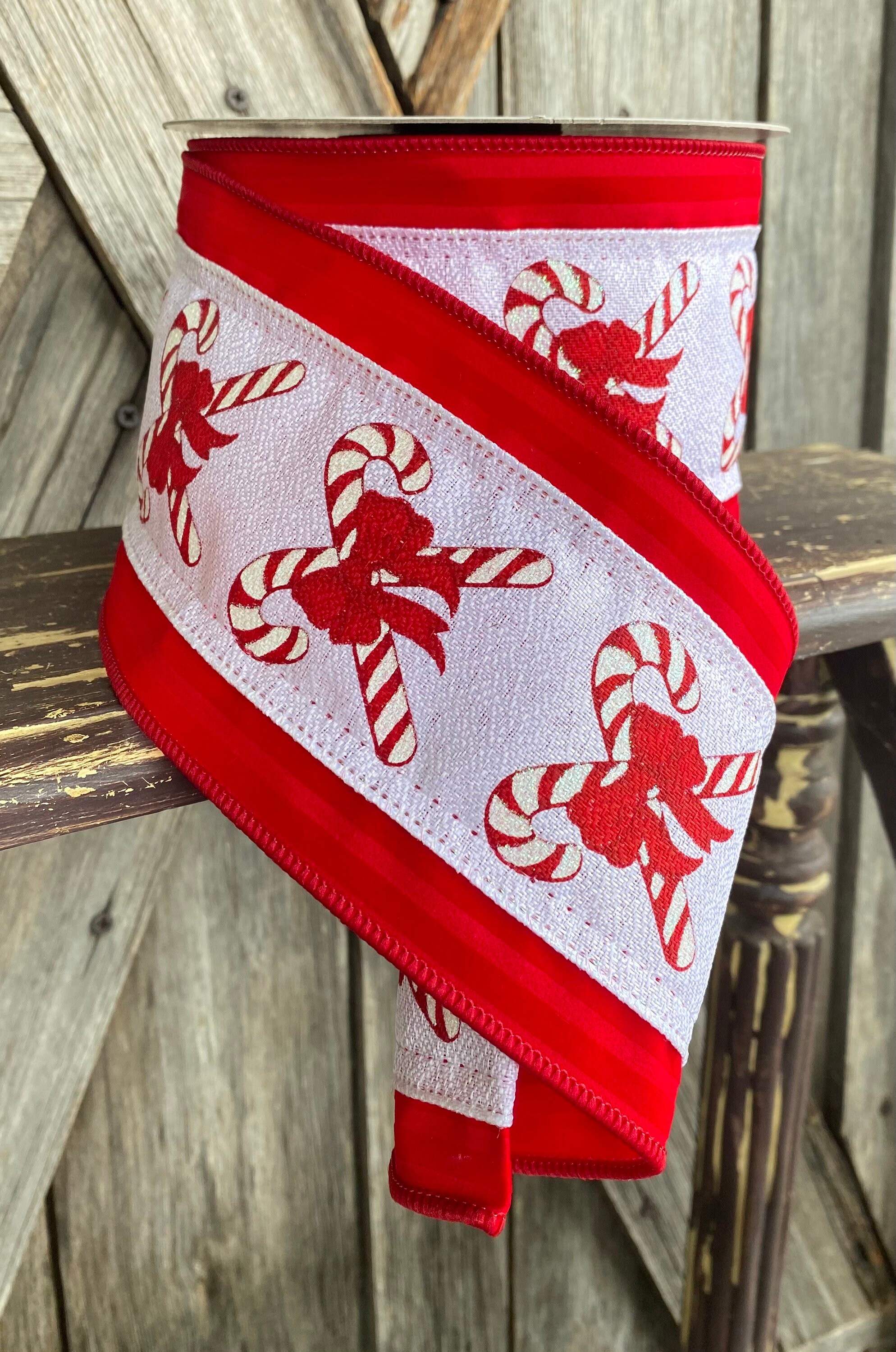 10 Yards, Candy Cane Velvet Ribbon