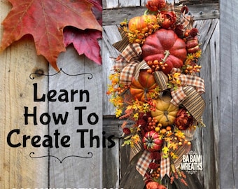 How To Video, How To Wreath, Wreath Tutorial, Autumn Wreath, Autumn Swag, Fall Wreath, Fall Swag