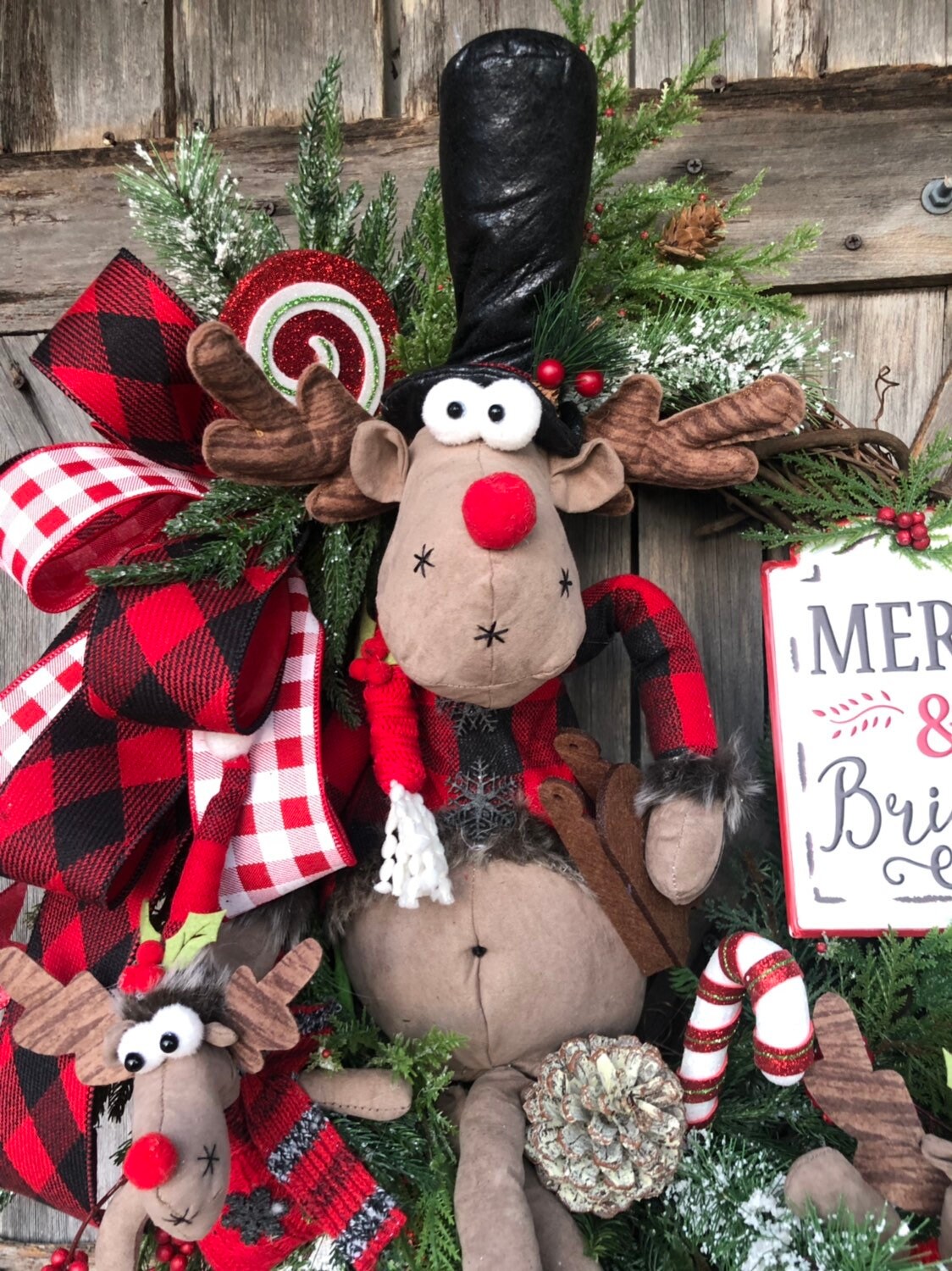 Buffalo Plaid Wreath, Buffalo Plaid Decor, Christmas Wreath, Rustic