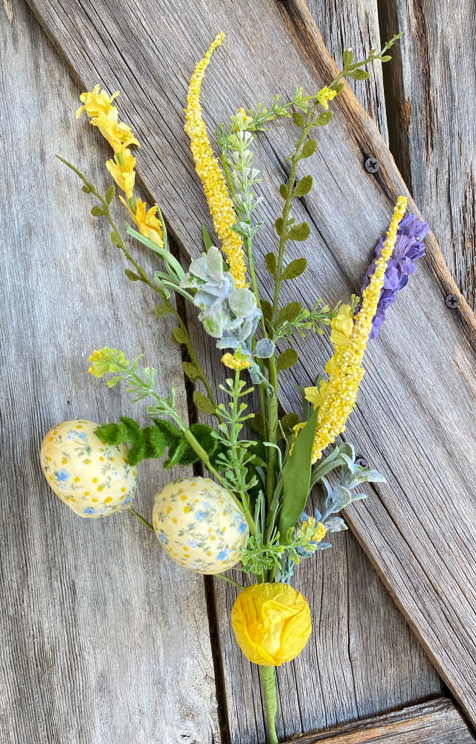 Yellow Lavender Tulip Egg Pick, Wreath Supply, Floral