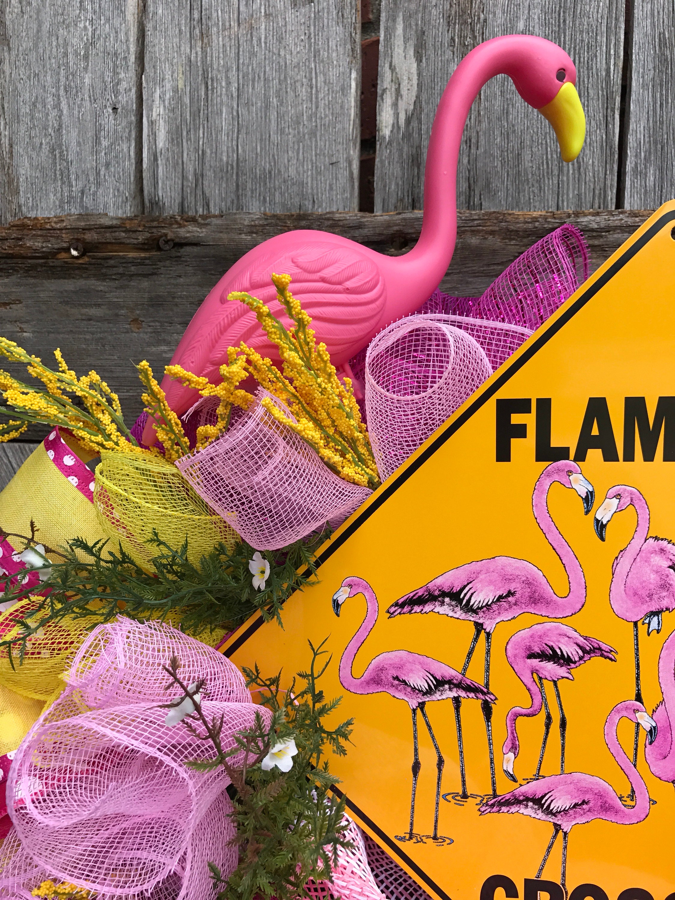 Flamingo Wreath, Flamingo Decor, Flamingo Door Hanging, Summer Wreath, Summer Decor, Beach