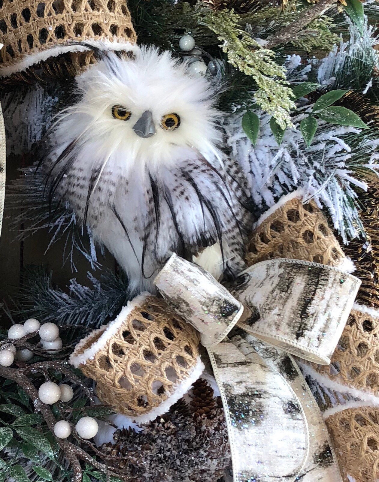 Owl Wreath, Christmas Owl Wreath, Winter Owl Wreath, Owl Decor, Owl