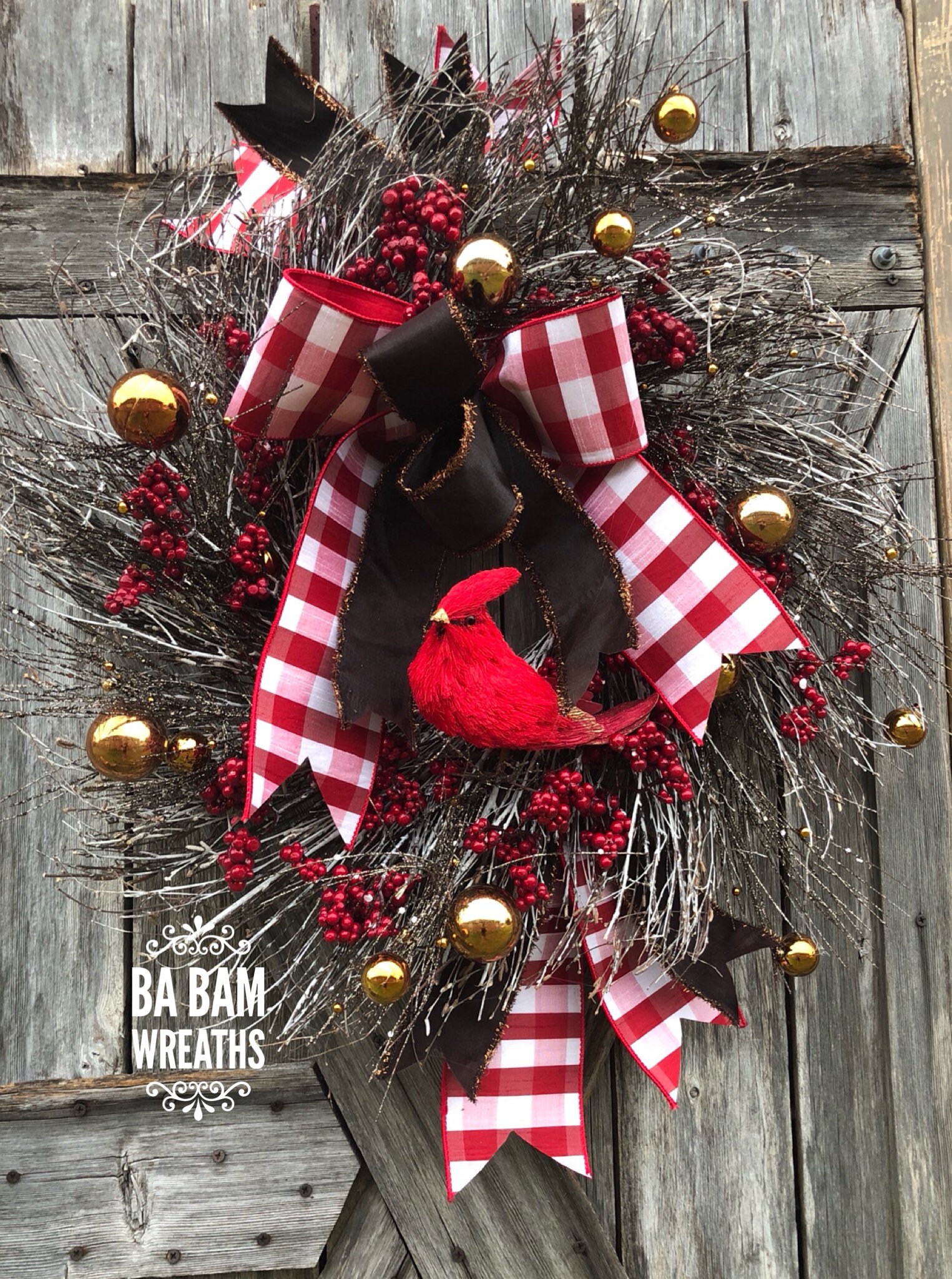 Christmas Wreath With Cardinals 