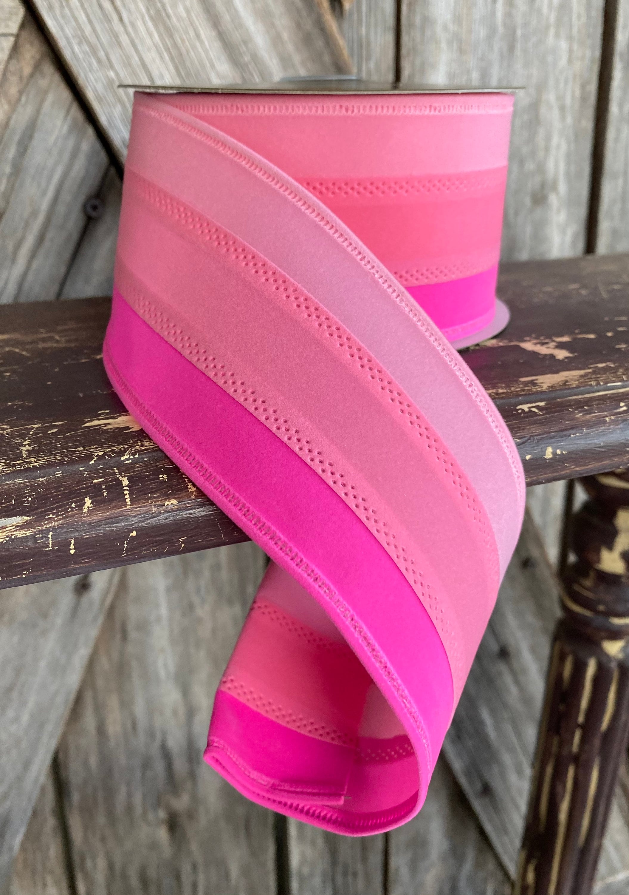 Wired Ribbon 2.5 Inch Ribbon Tri Color Pink Ribbon 10 Yards