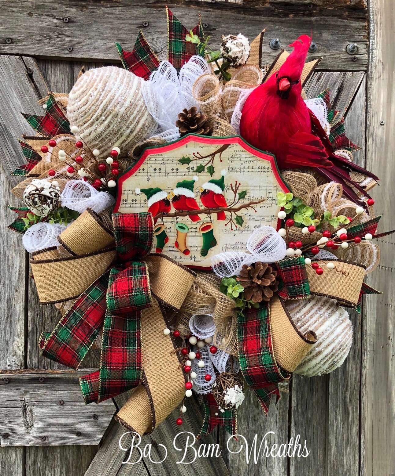 Cardinal Wreath, Winter Wreath, White Christmas, Christmas Floral