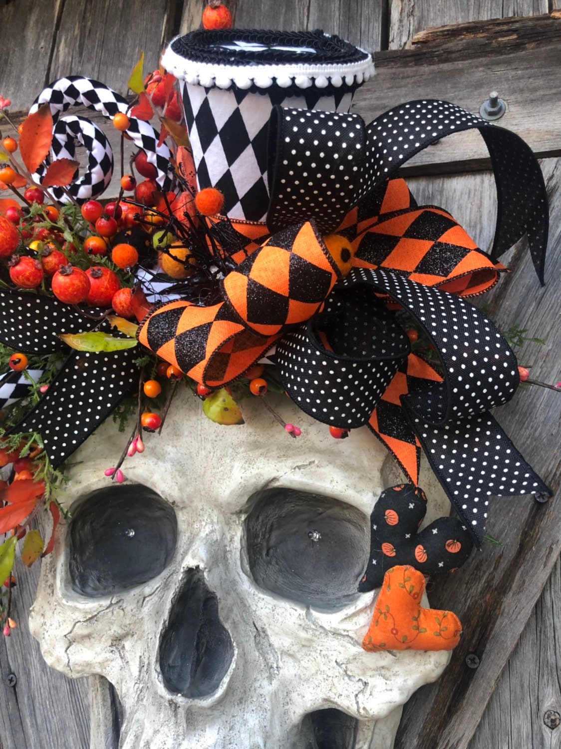 Reserved for Diane, Halloween Swag, Skeleton Wreath, Skeleton Decor