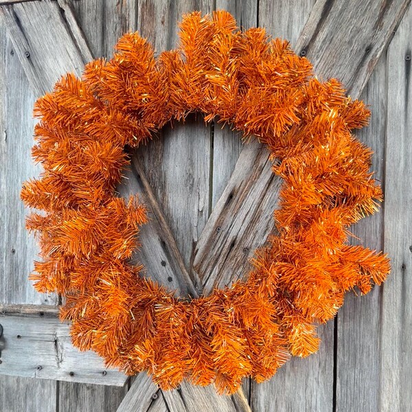 Orange Tinsel Pine Wreath Form 24 Inches