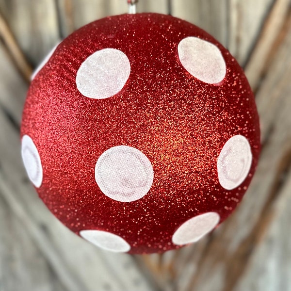 9 Inch Red White Polka Dot Ornament