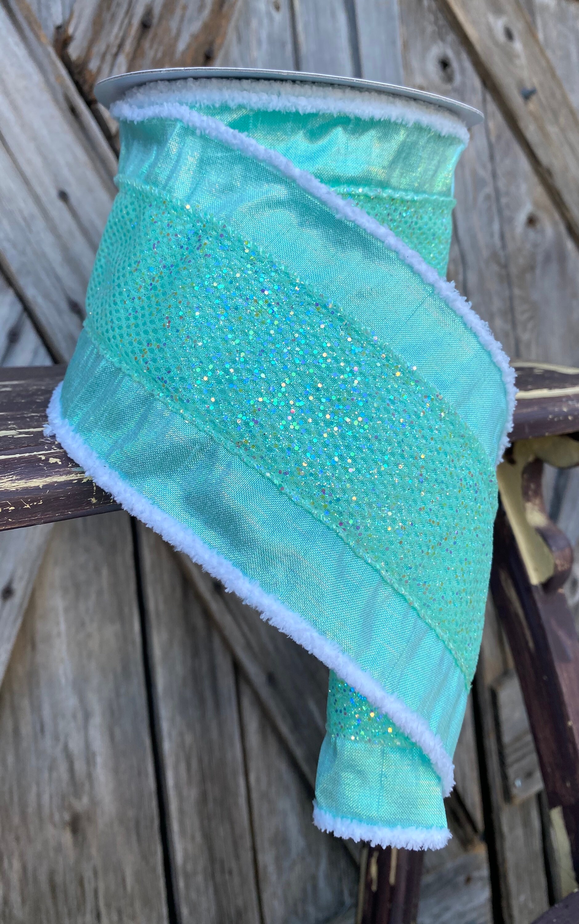 10 Yards, Mint Green Metallic Ribbon