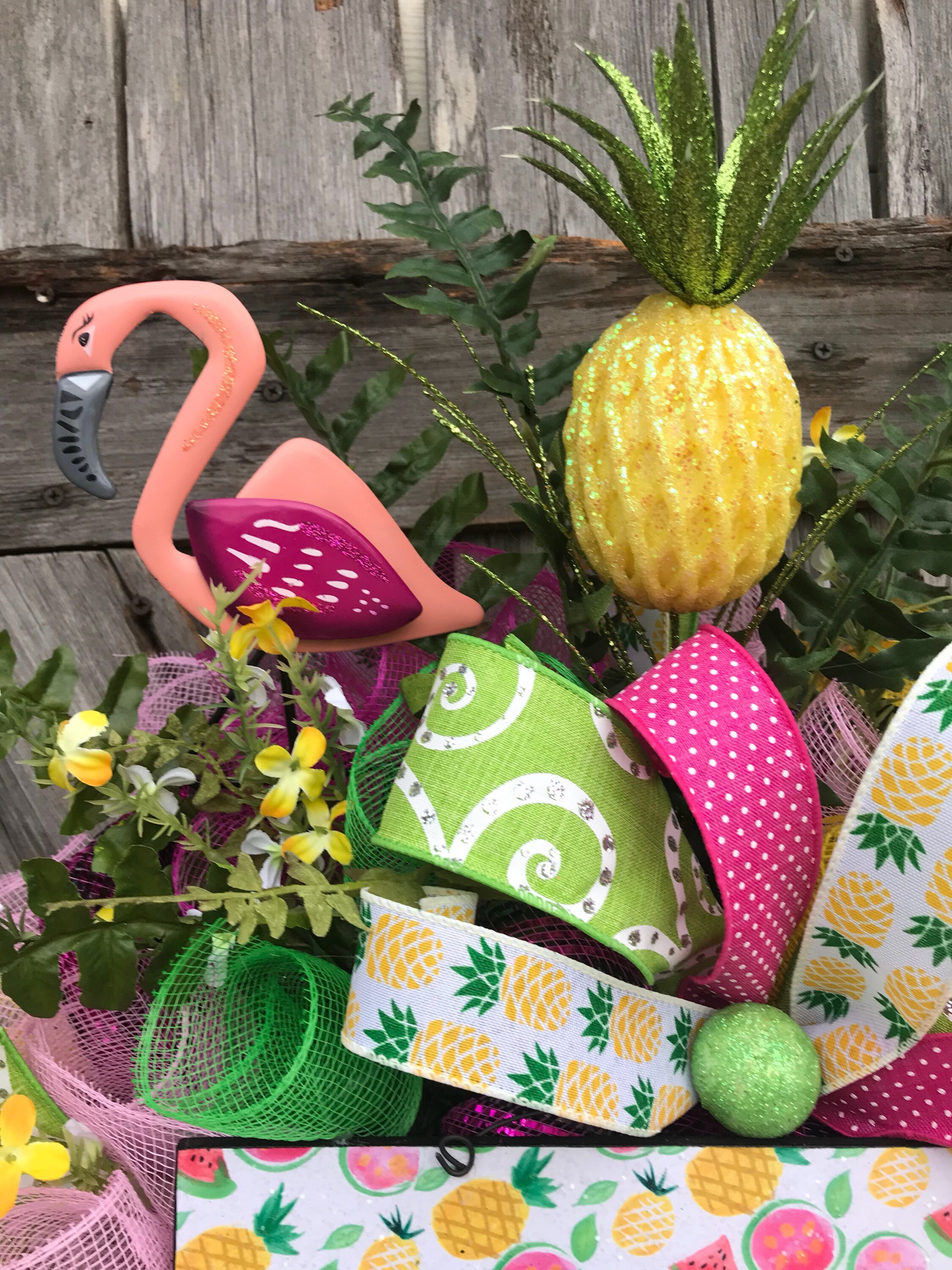 Reserved for MICHELLE, Pineapple Wreath, Flamingo Wreath, Flamingo