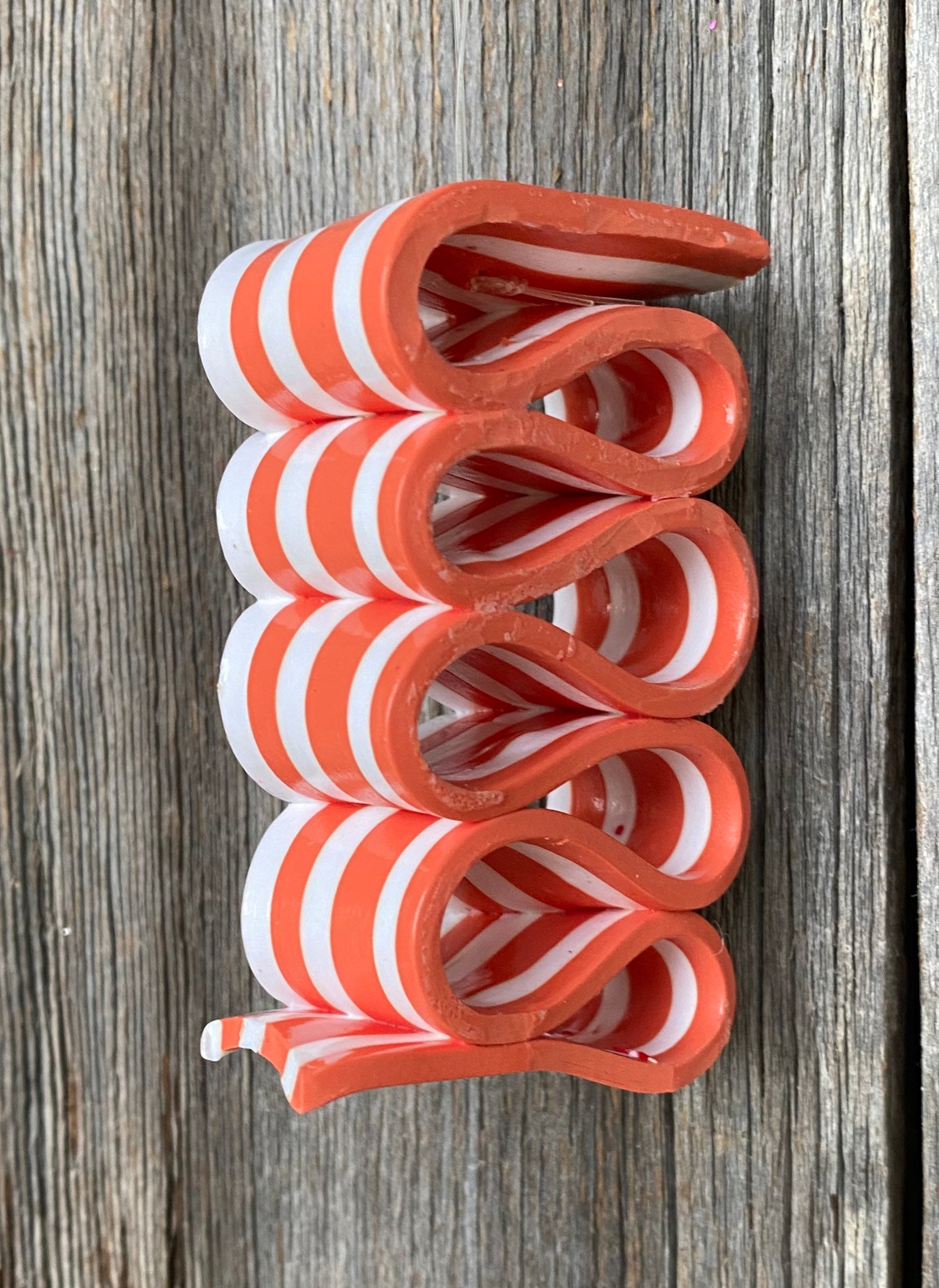 White Orange Ribbon Candy Ornament 3.5 Inch