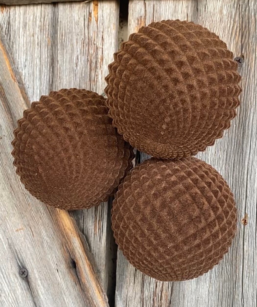 Set of 3 Chocolate Flocked Ornaments