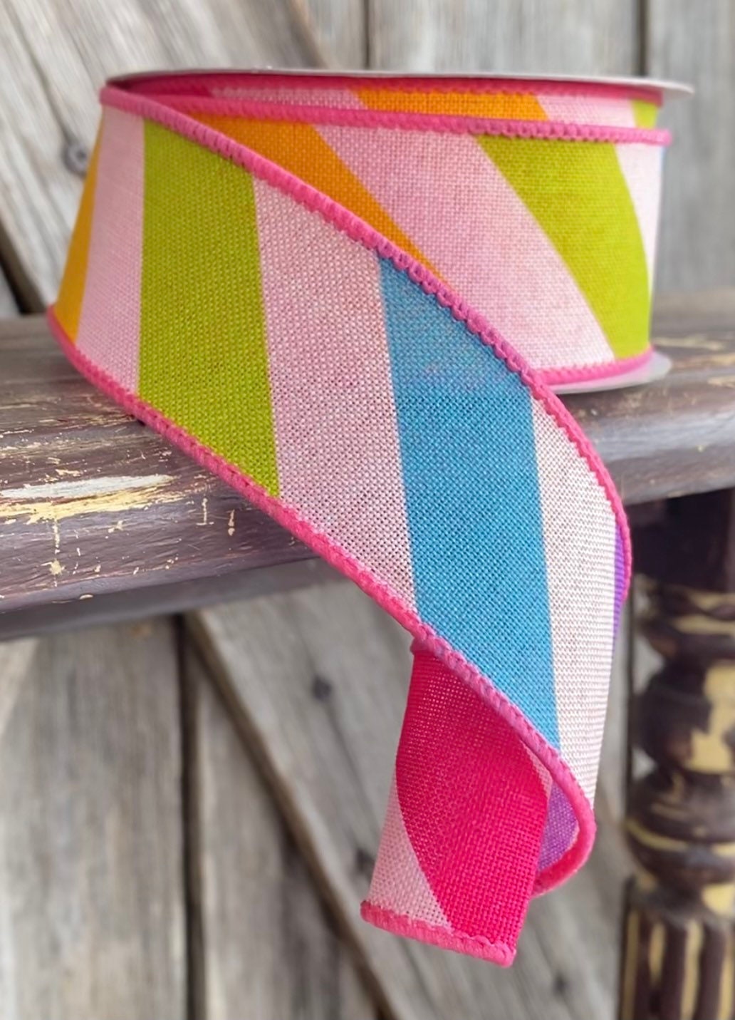 Wired Ribbon ~ 1.5 Inch Ribbon ~ Candy Stripe ~ 10 Yards