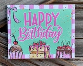 Happy Birthday Sign, Pink and Mint, Everyday Sign, Motivational Decor, Motivational Wall Art