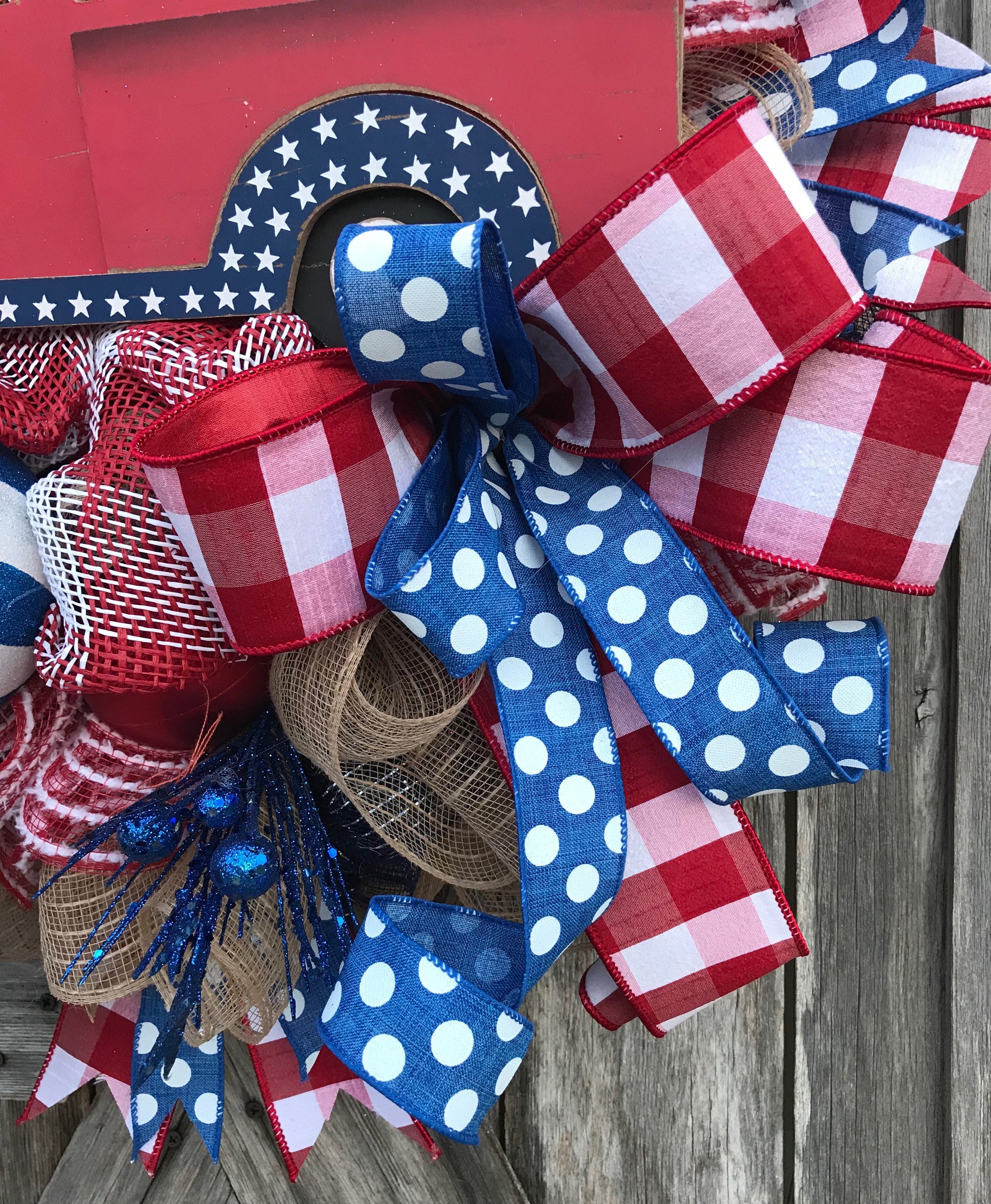 Patriotic Wreath Patriotic Decor Summer Wreath Front Door Wreaths