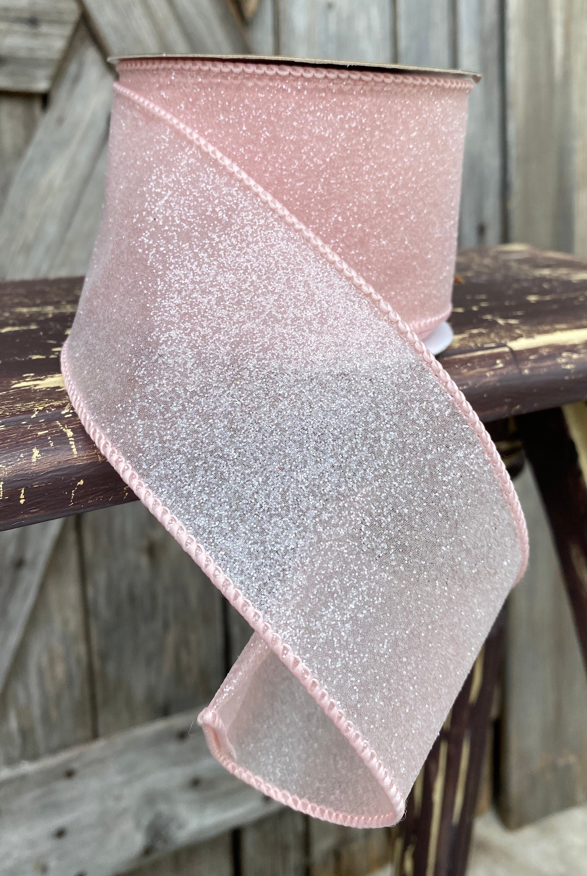 10 Yards, 2.5 Inch Frosted Blush Ribbon
