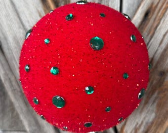 Jeweled Flocked Ornament , 6 Inches