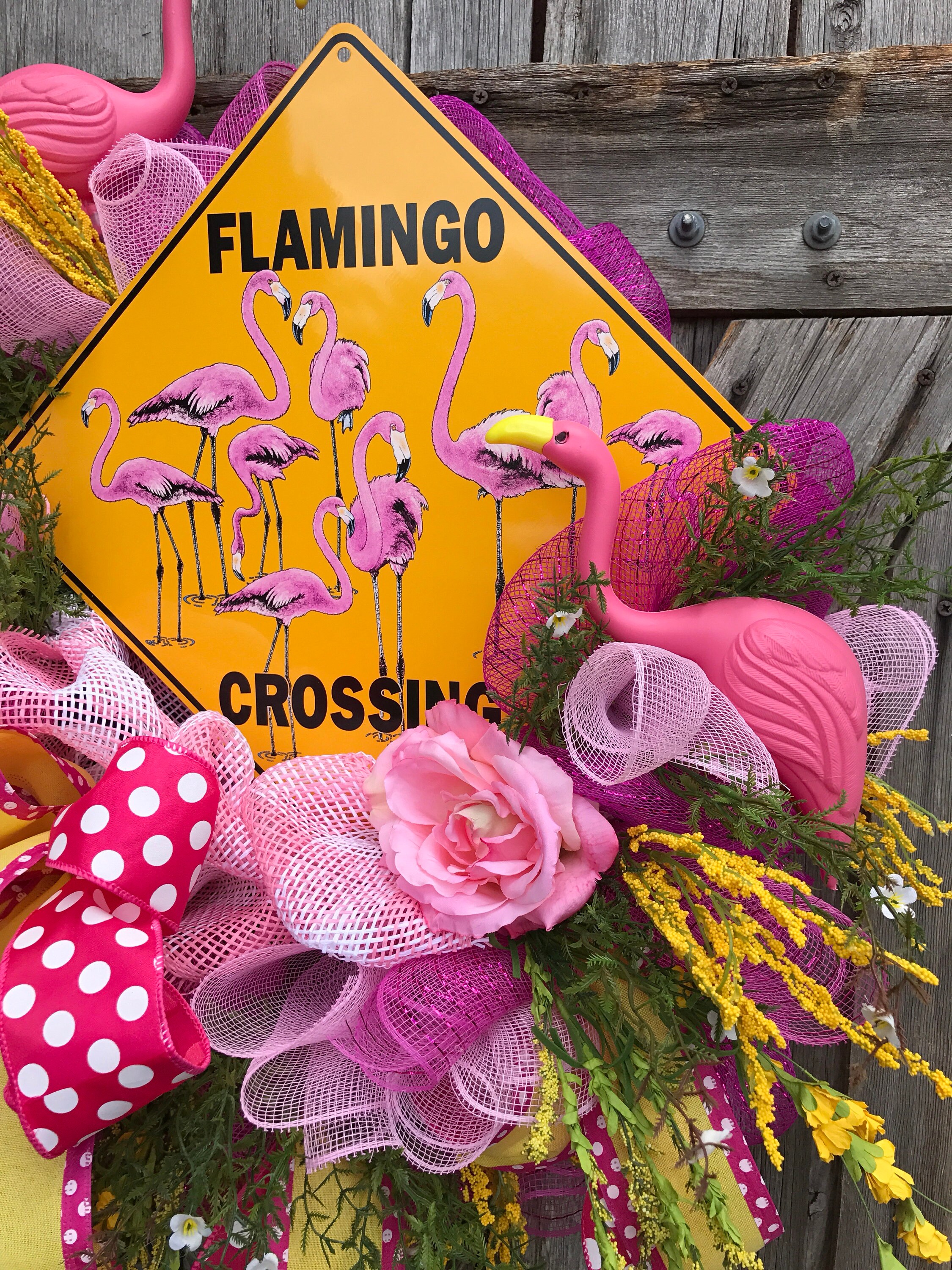 Flamingo Wreath, Flamingo Decor, Flamingo Door Hanging, Summer Wreath