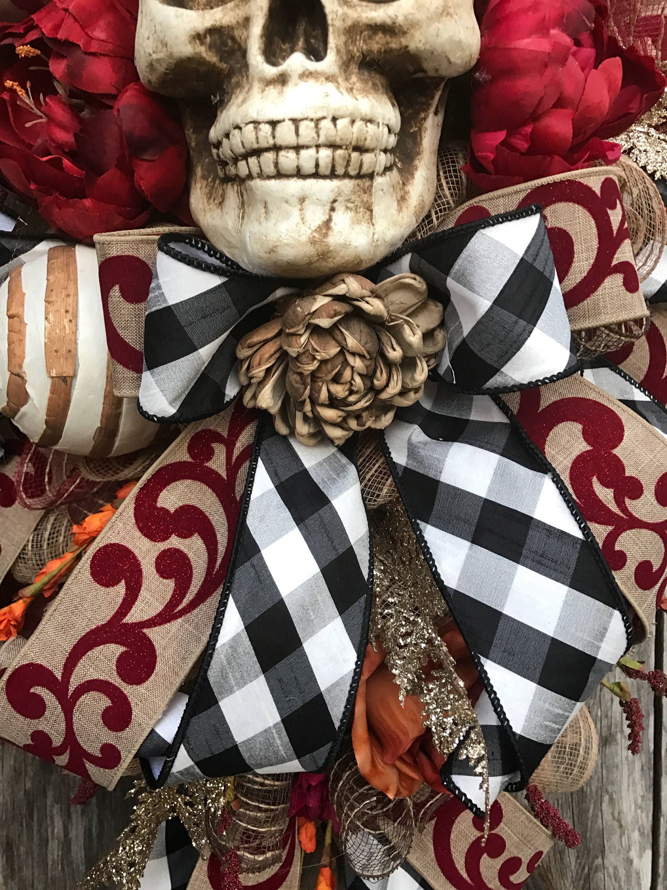 Halloween Swag, Skeleton Wreath, Skeleton Decor, Halloween Wreath