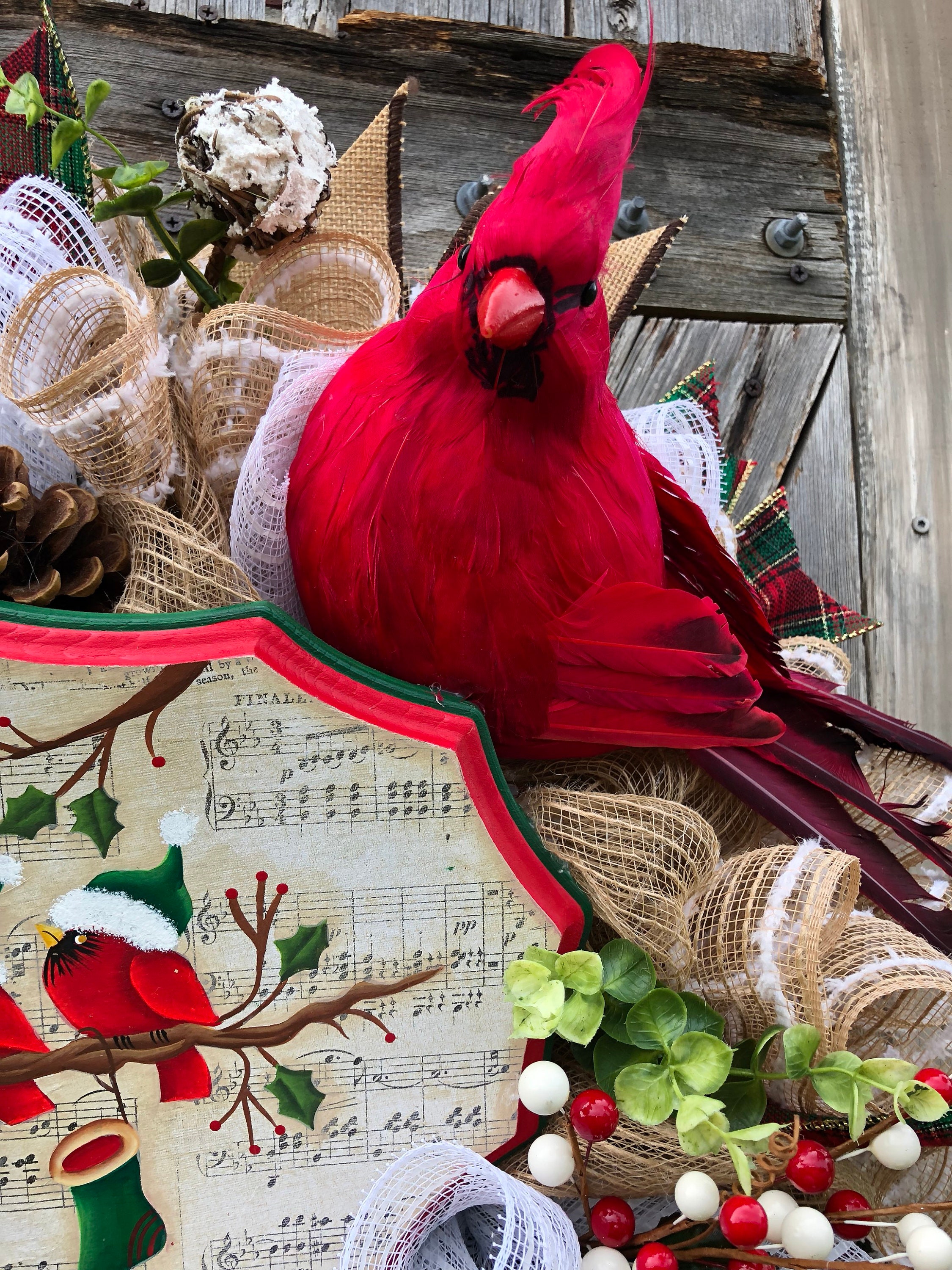 Cardinal Wreath, Winter Wreath, White Christmas, Christmas Floral