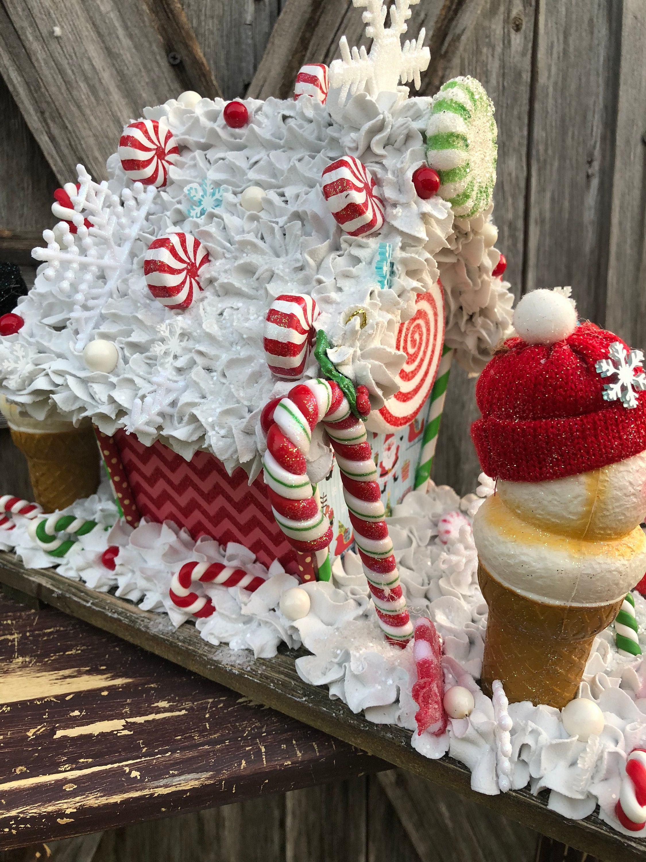 Gingerbread House, Candy Land Decor, Christmas Centerpiece, Snowman Decor