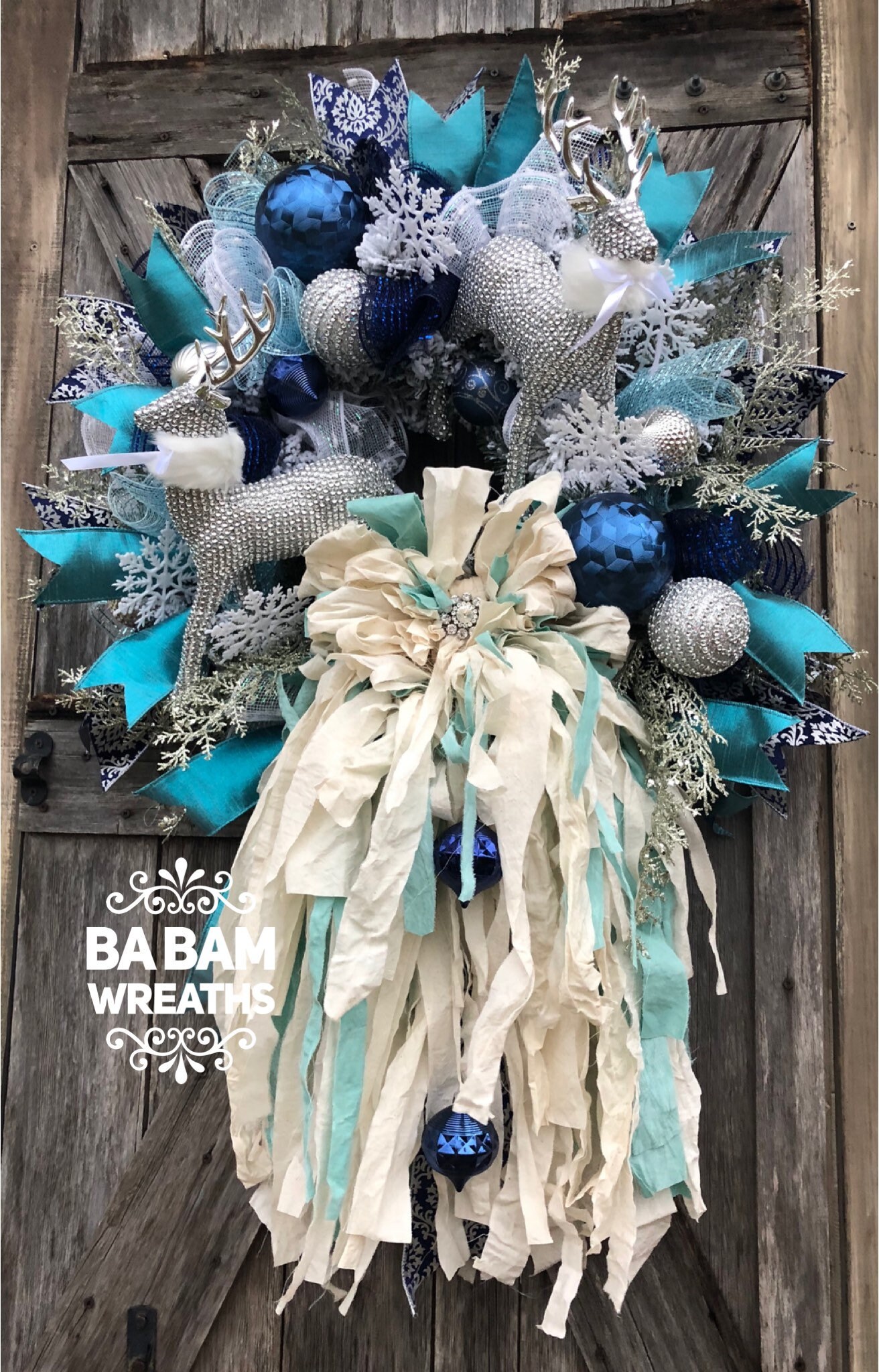 Rustic Christmas Wreath, Shabby Chic Christmas, Burlap Winter, Winter