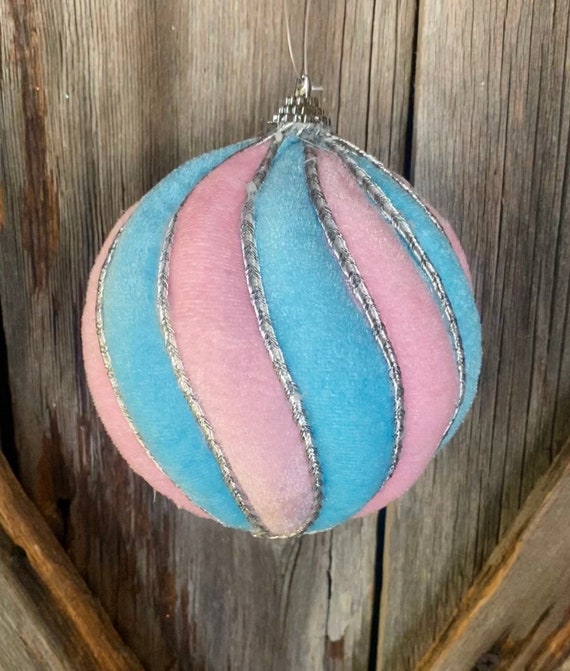 Pink Blue Spiral Ornament 4.5 Inches