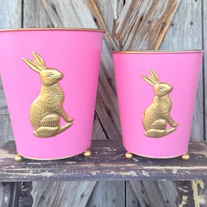 Pink Bunny Cache Pots, Set of 2, 9 Inches
