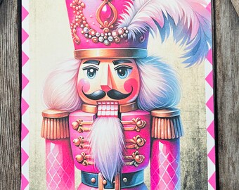 Pink Nutcracker, Christmas Sign, Christmas Decor, Christmas Wall Art