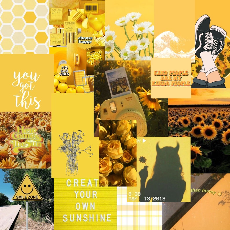 Happy Yellow-VSCO DIGITAL Wall Collage 40pcs | Etsy
