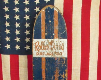 Vintage 1960s Roller Derby Wood Surf Around Skateboard 28" w/ Clay Wheels Skate