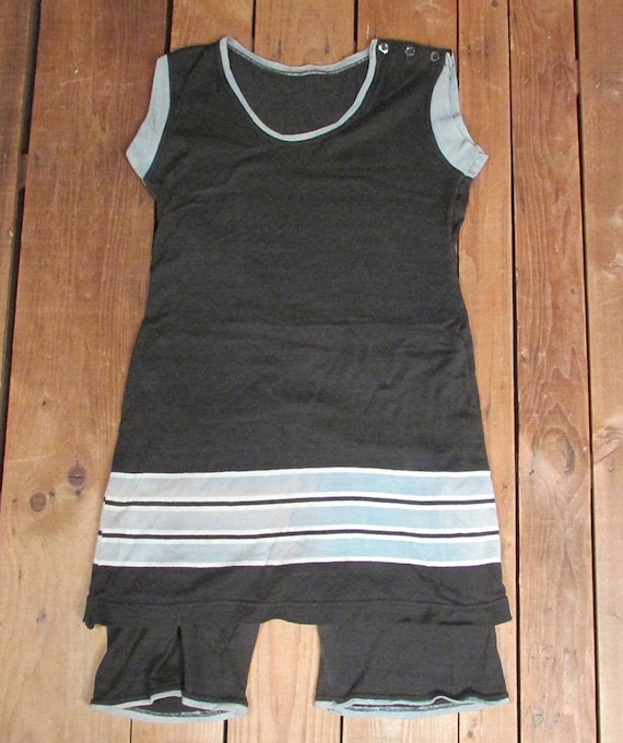 Vintage 1920s Wool Knit Swimsuit Antique Bathing S