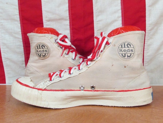 Vintage 1940s US Keds White Canvas Basketball Sne… - image 4