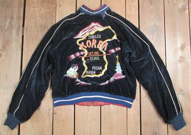 Vintage 1950s Japan Korea Military Tour Souvenir Jacket Satin Etsy