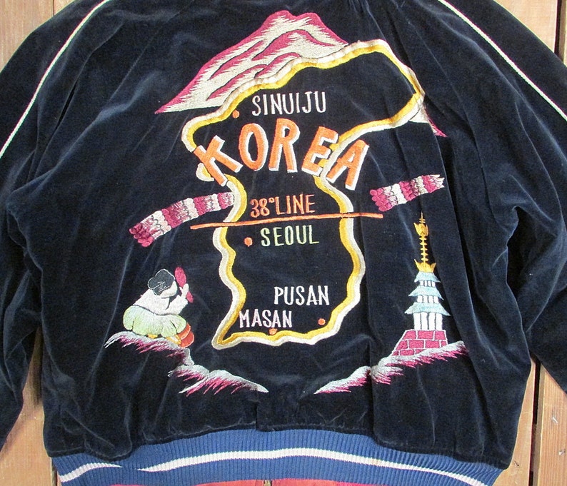 Vintage 1950s Japan Korea Military Tour Souvenir Jacket Satin Etsy