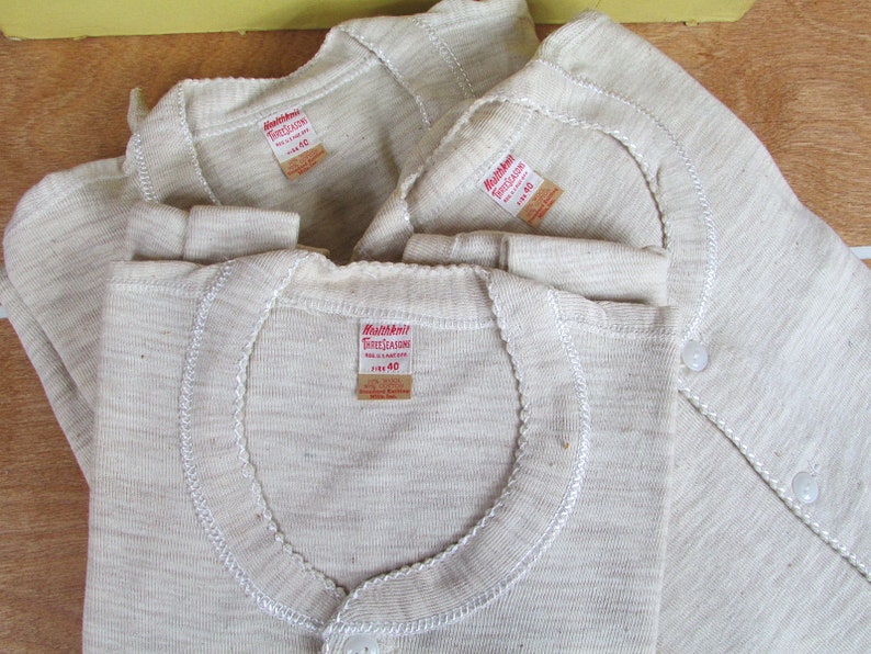 Vintage 1940er Healthknit Herren Baumwolle/Wolle Union Anzüge 3 NOS w/Box Gr.40 Workwear Bild 6