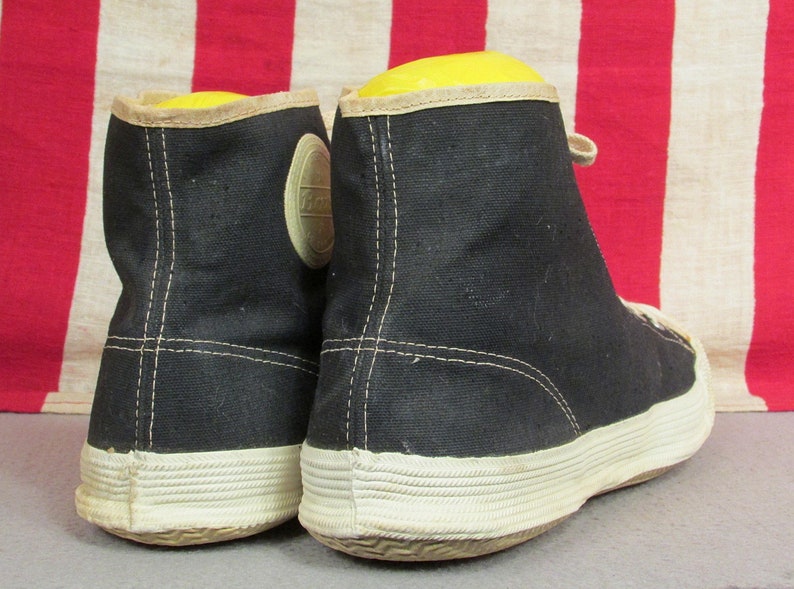 Vintage 1950s Bata Black Canvas Basketball Sneakers High Top Etsy