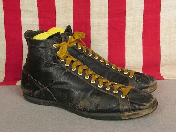 black leather basketball shoes